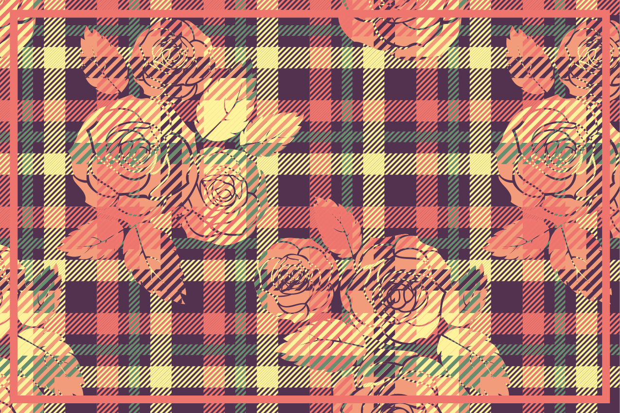 ランチョン マット 柄 植物グリッドアレンジメント - TENSTICKERS