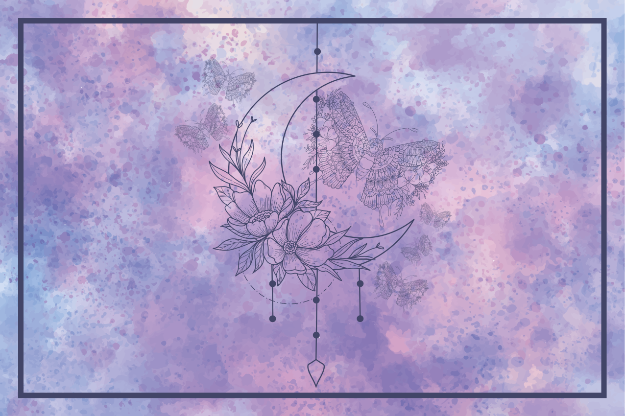 オリジナル ランチョンマット フローラルムーンデザイン - TENSTICKERS