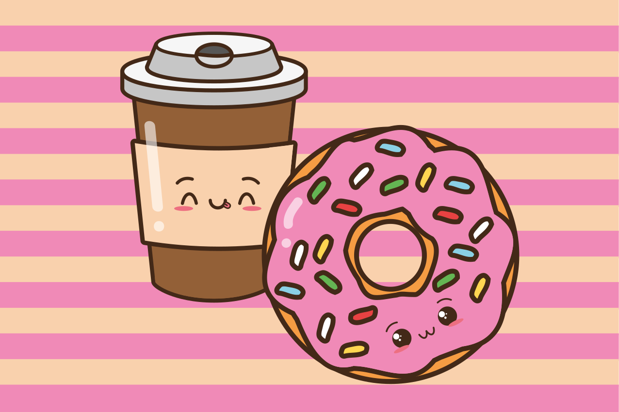 ランチョンマット 子供 可愛いコーヒードーナツ - TENSTICKERS