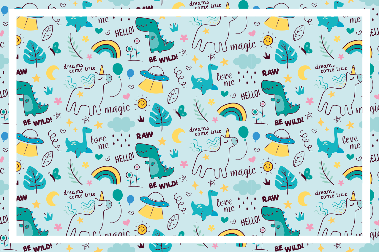 ランチョンマット 子供 カラフル恐竜ファンタジー - TENSTICKERS