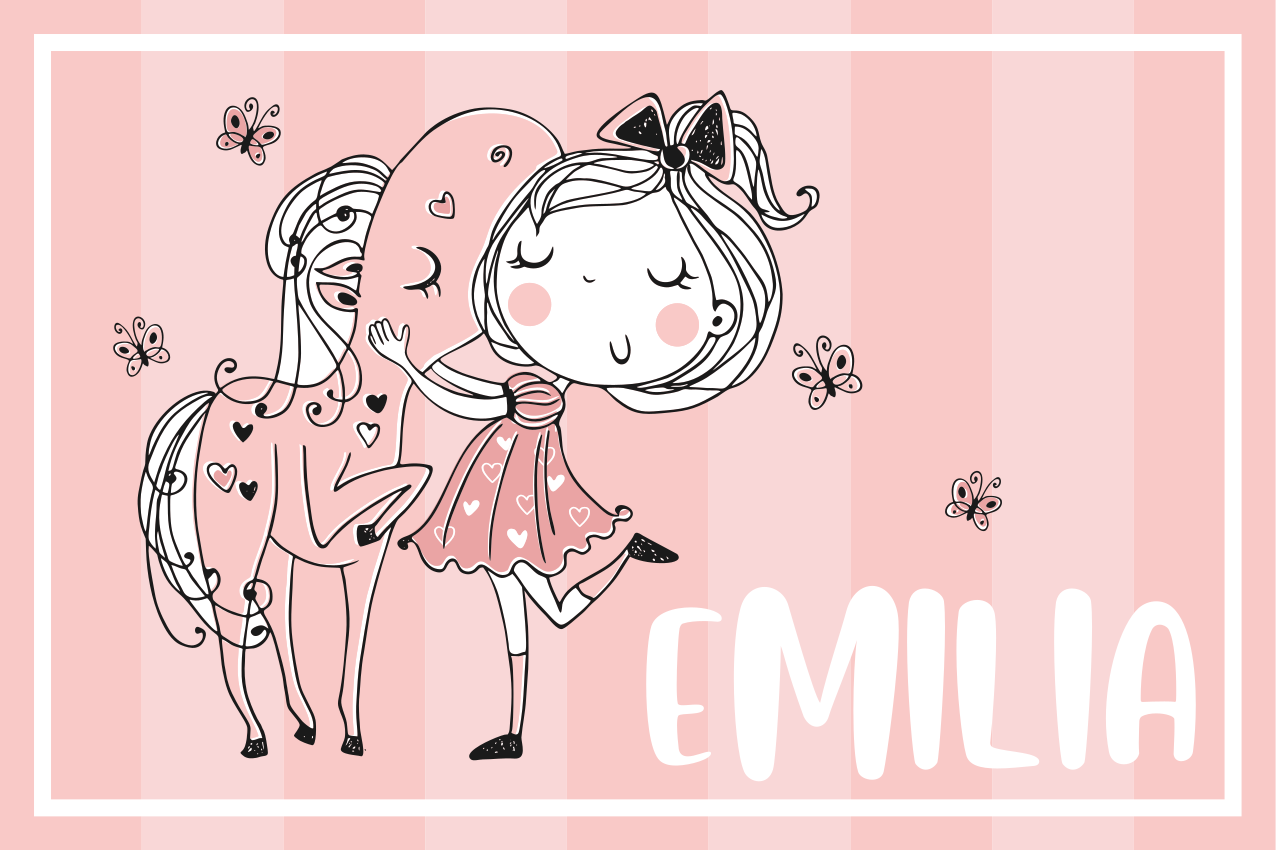 ランチョンマット 子供 魅力的な女の子の馬 - TENSTICKERS