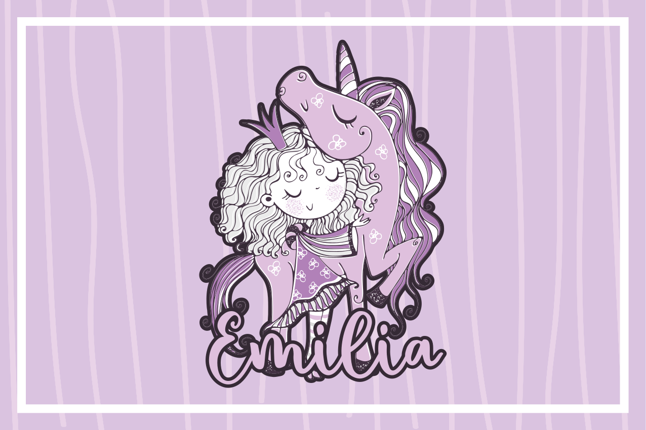 ランチョンマット 子供 可愛いユニコーンの抱擁 - TENSTICKERS