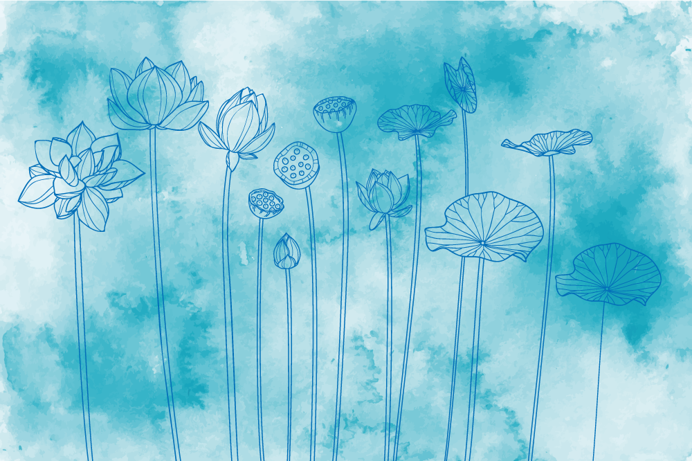 ランチョン マット 柄 蓮の花柄 - TENSTICKERS