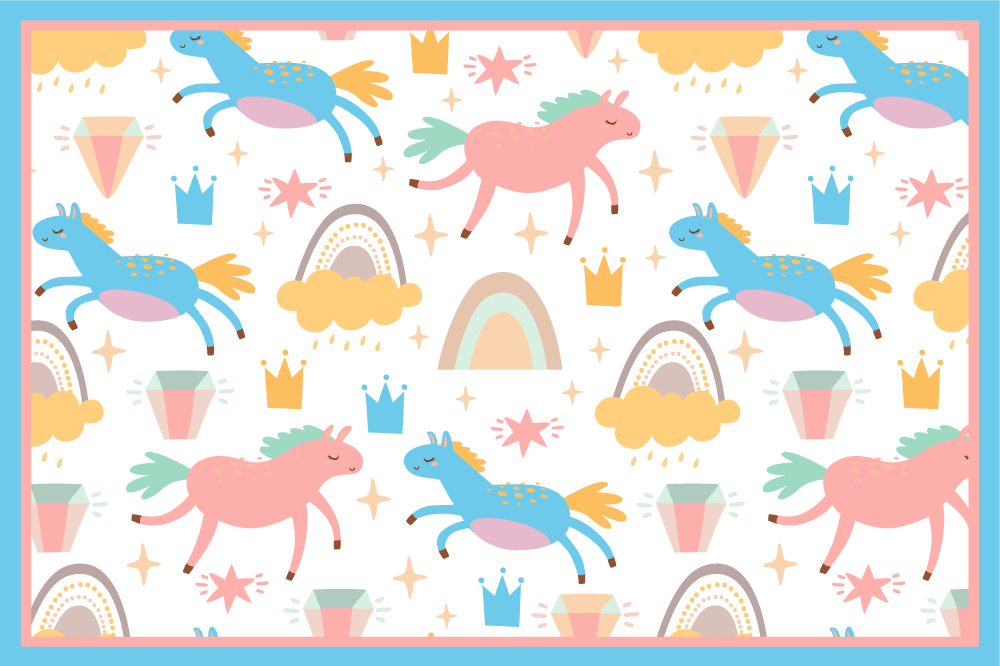 ランチョンマット 子供 カラフルなユニコーンが走る - TENSTICKERS