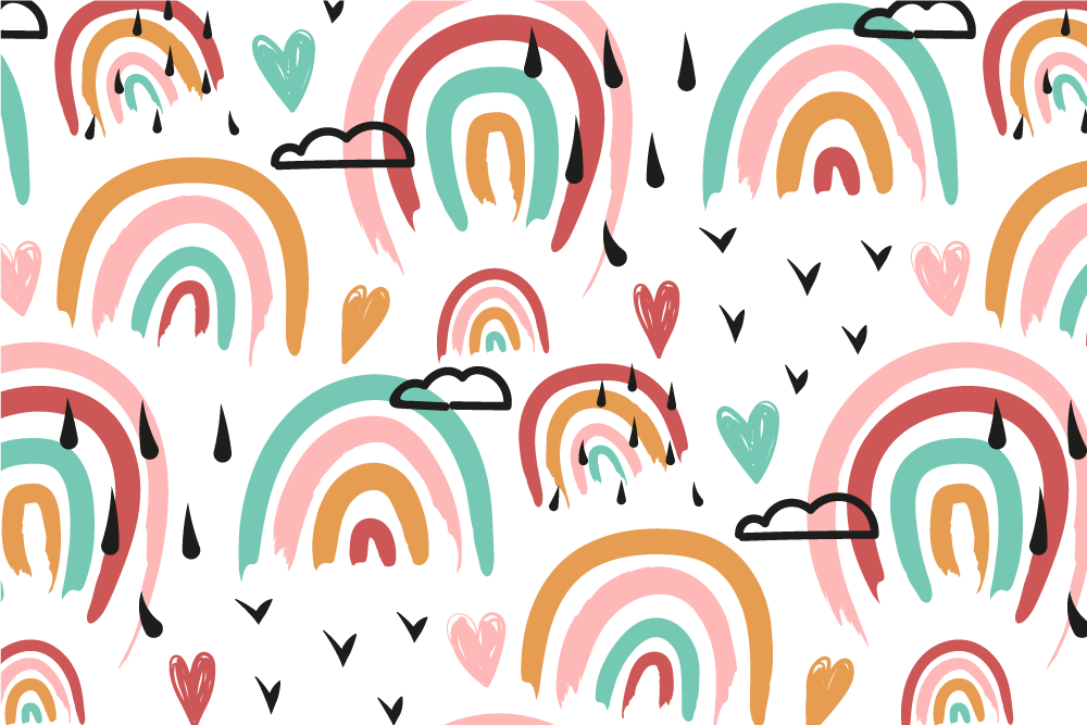 ランチョンマット 子供 レインボーハートパターン - TENSTICKERS