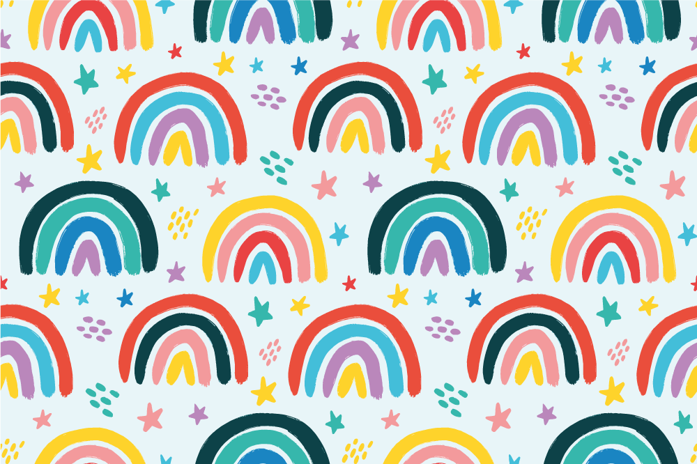 ランチョンマット 子供 カラフルな虹の要素 - TENSTICKERS