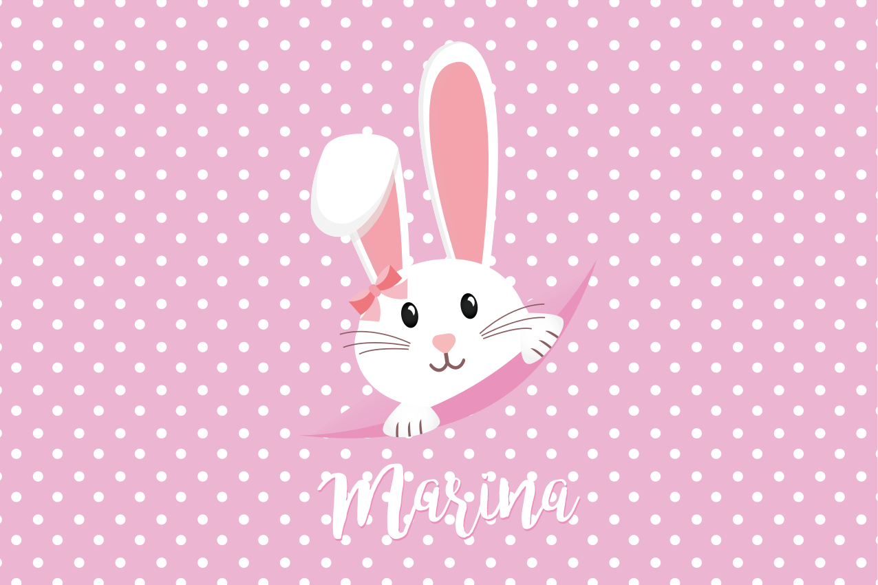 ランチョンマット 子供 リボンをつけたうさぎ - TENSTICKERS