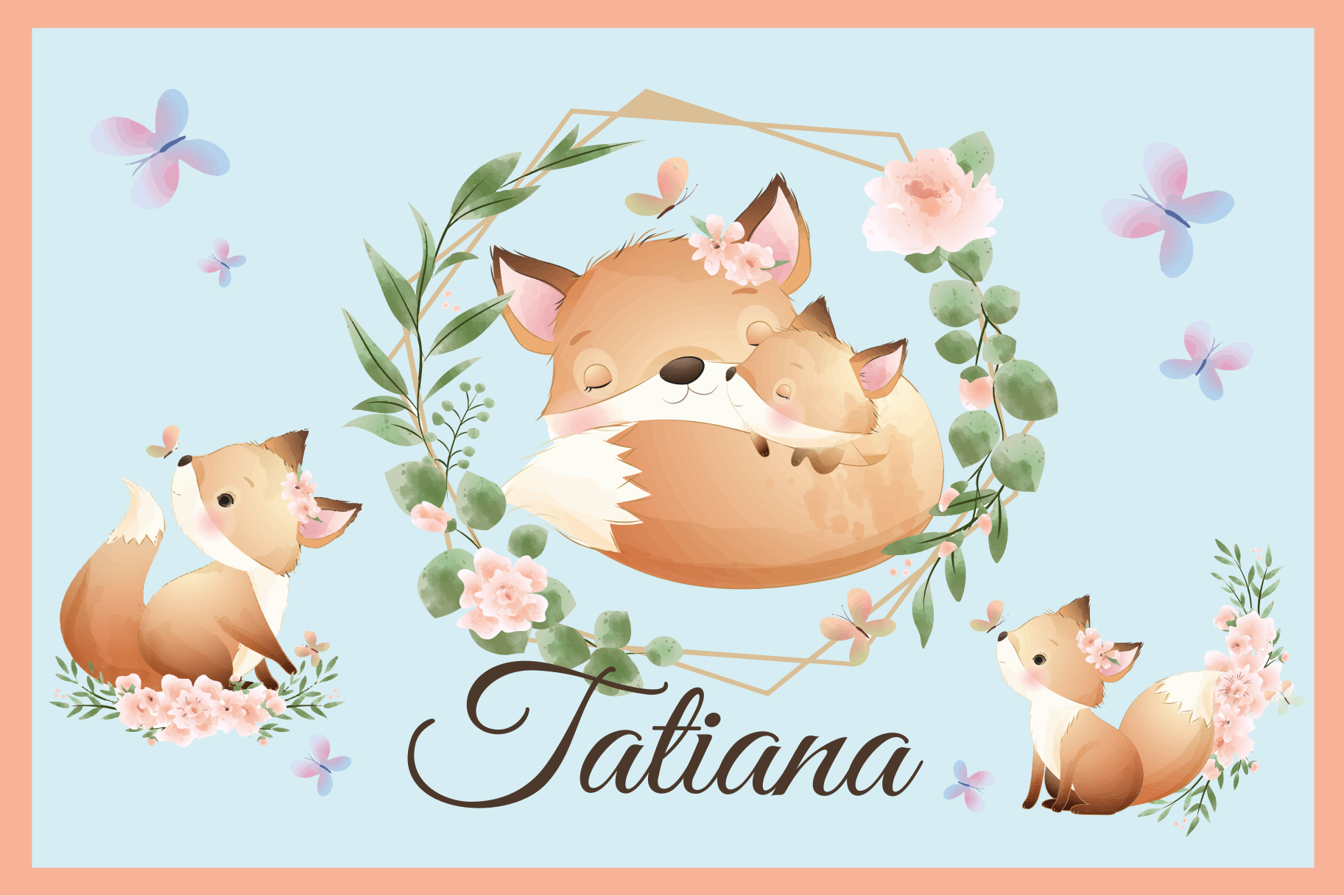 ランチョンマット 子供 キュートフォックスファミリー - TENSTICKERS