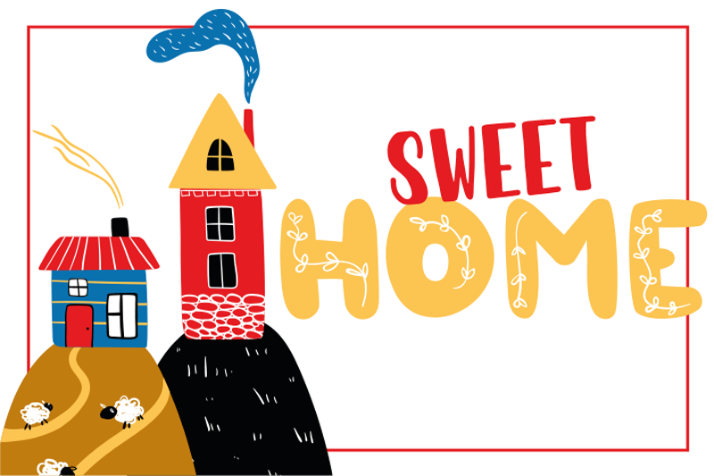 ランチョンマット 子供 カラフルな家の風景 - TENSTICKERS