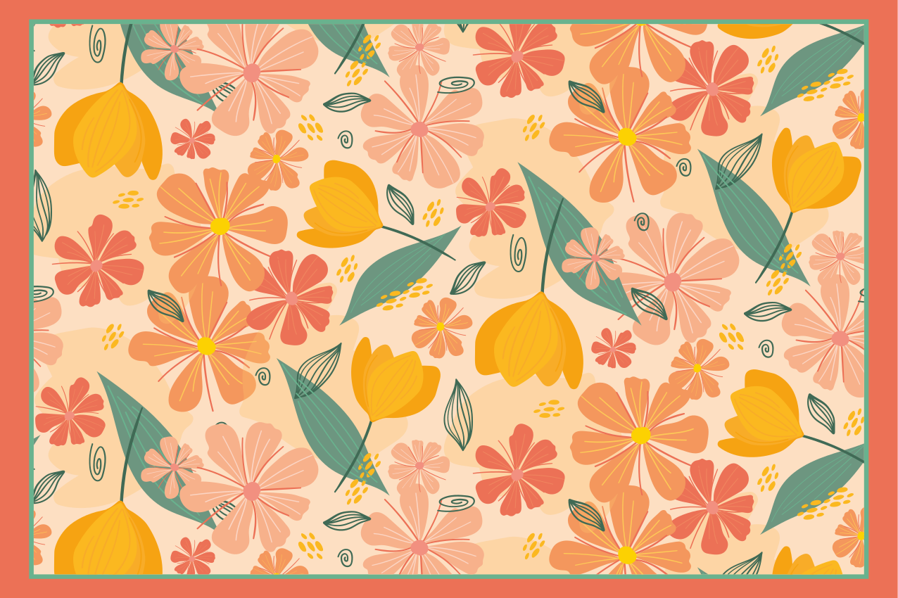 オリジナル ランチョンマット フローラルパターンマット - TENSTICKERS