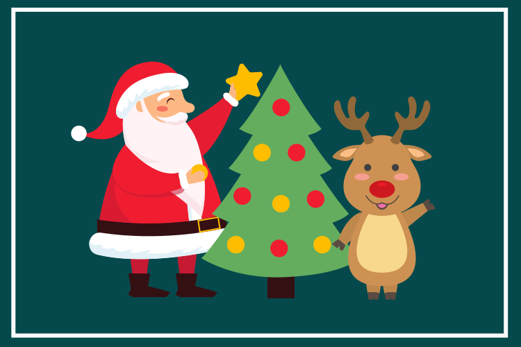 クリスマス ランチョン マット サンタとトナカイ - TENSTICKERS