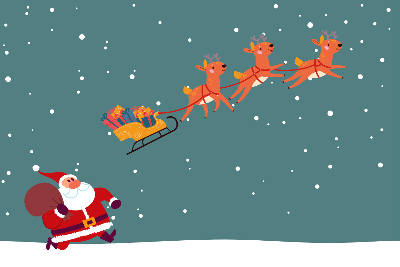 クリスマス ランチョン マット サンタクロースのそりの旅 - TENSTICKERS