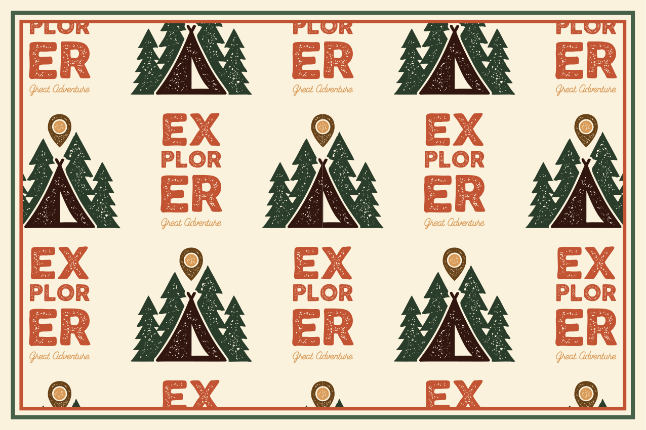 オリジナル ランチョンマット 冒険者の探検パターン - TENSTICKERS