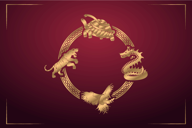 四神ドラゴンタイガーオリジナルランチョンマット - TENSTICKERS