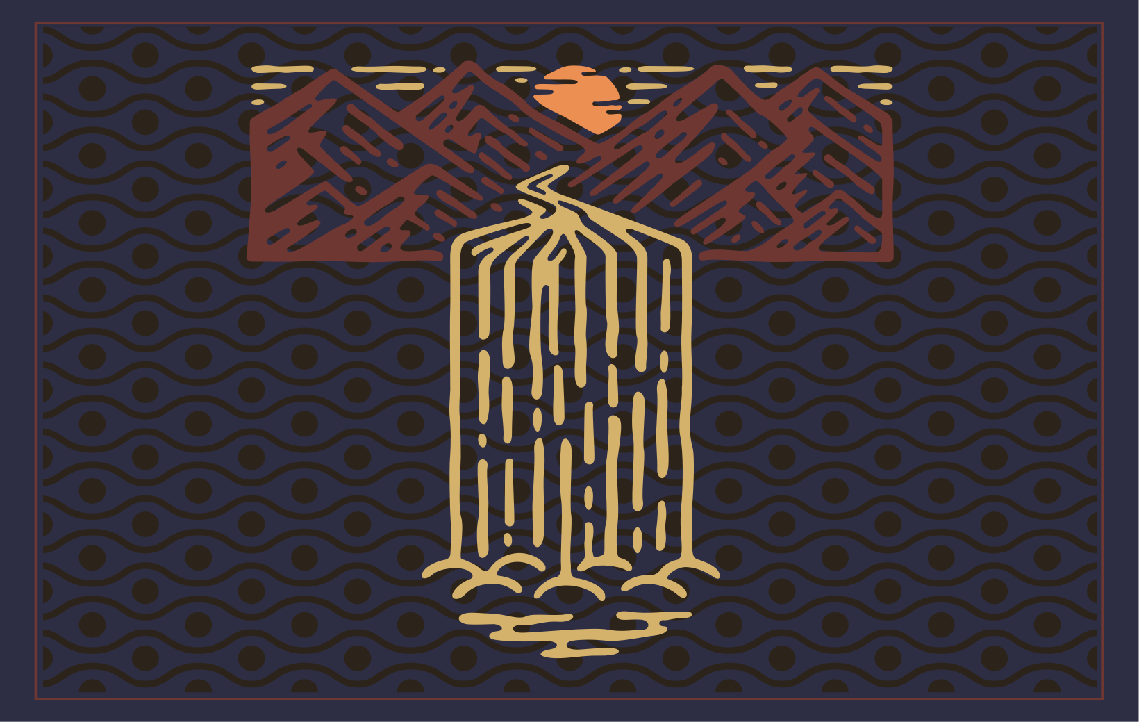 オリジナル ランチョンマット 山の滝の風景 - TENSTICKERS