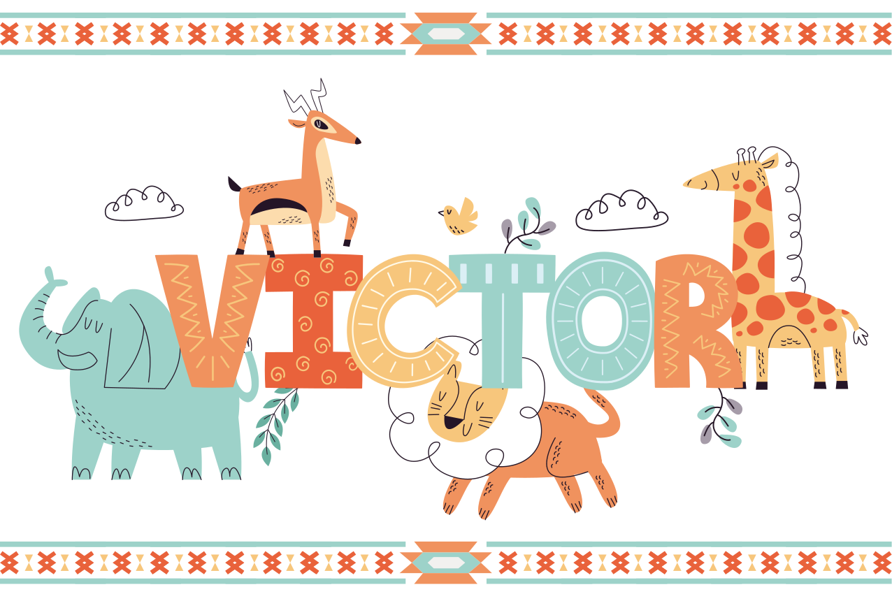 ランチョンマット 子供 動物名アート - TENSTICKERS