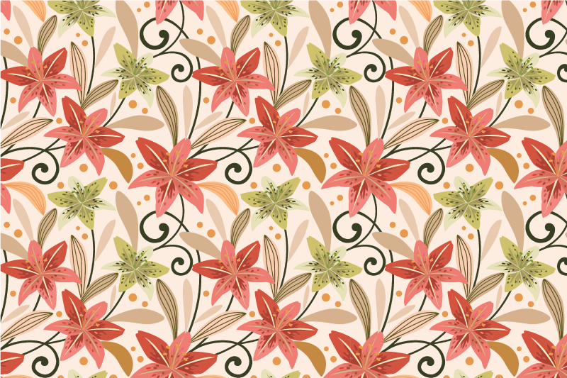 オリジナル ランチョンマット 鮮やかな花のエレメント - TENSTICKERS