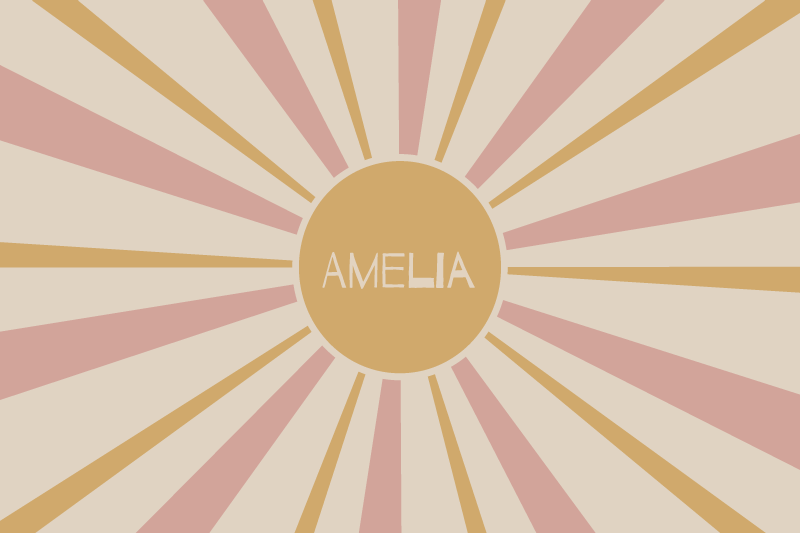 ランチョン マット 名前付き太陽の中心装飾 - TENSTICKERS