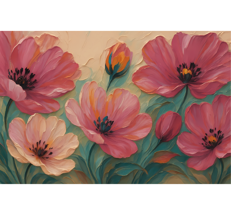 浴室 壁画 ペイントされた花の芸術 - TENSTICKERS