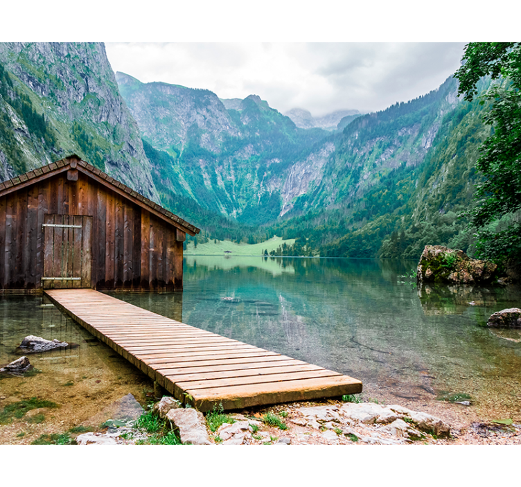 山の壁の壁画の小屋 - TENSTICKERS