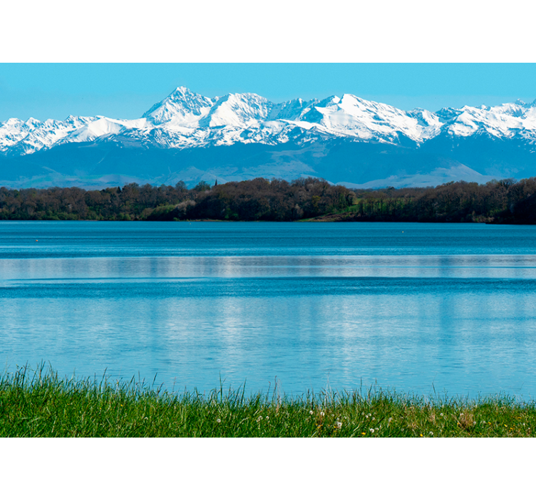 ピレネー山脈の山の壁の壁画の湖 - TENSTICKERS