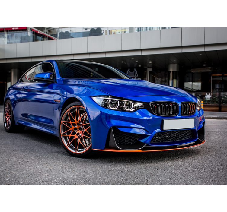 寝室用ブルースポーツカーの壁画 - TENSTICKERS