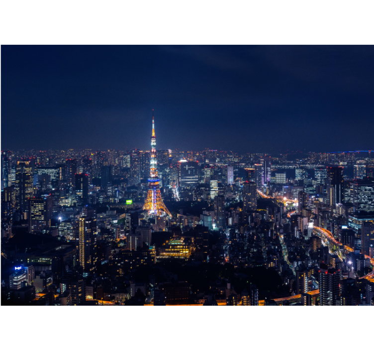 夜の壁画で東京のスカイライン - TENSTICKERS