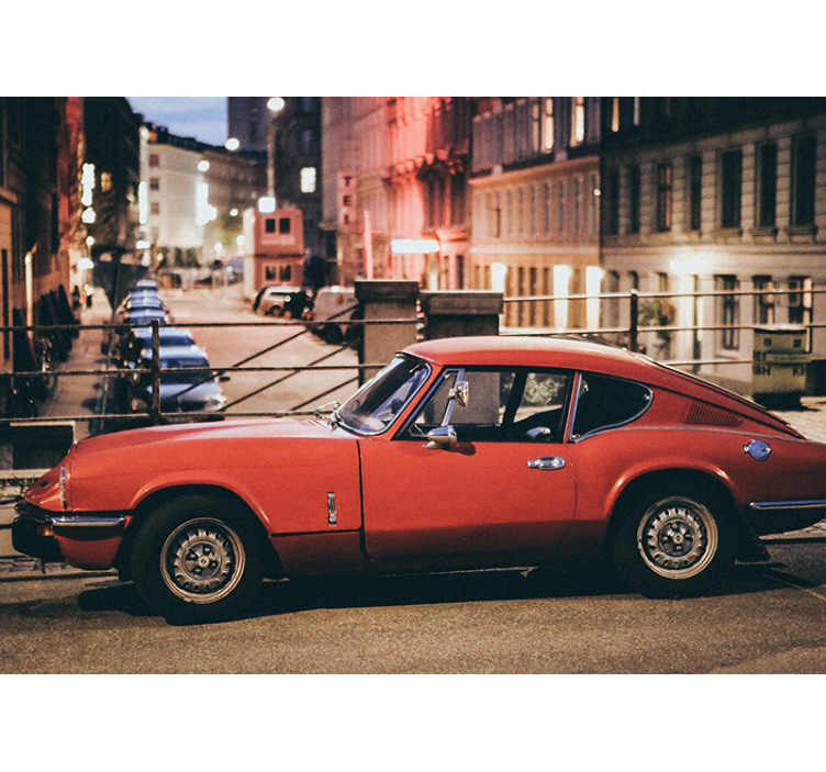 車 壁画 時代を超えた深紅の自動車 - TENSTICKERS