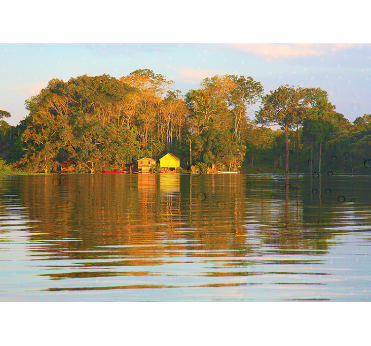 風景壁壁画 静かな水辺の反射 - TENSTICKERS