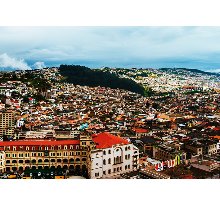 都市と国の壁の壁画 アンデスの街並みの眺め - TENSTICKERS