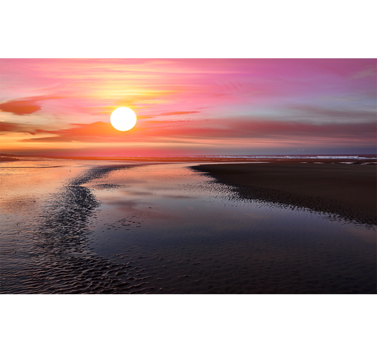 山 壁画 穏やかな夕日の景色 - TENSTICKERS