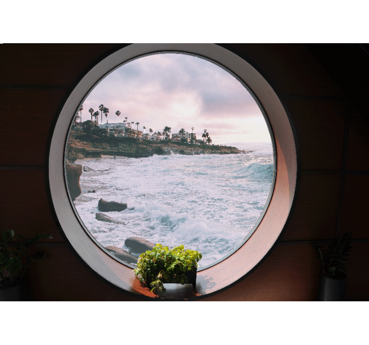 風景壁壁画海岸の波のシーン - TENSTICKERS