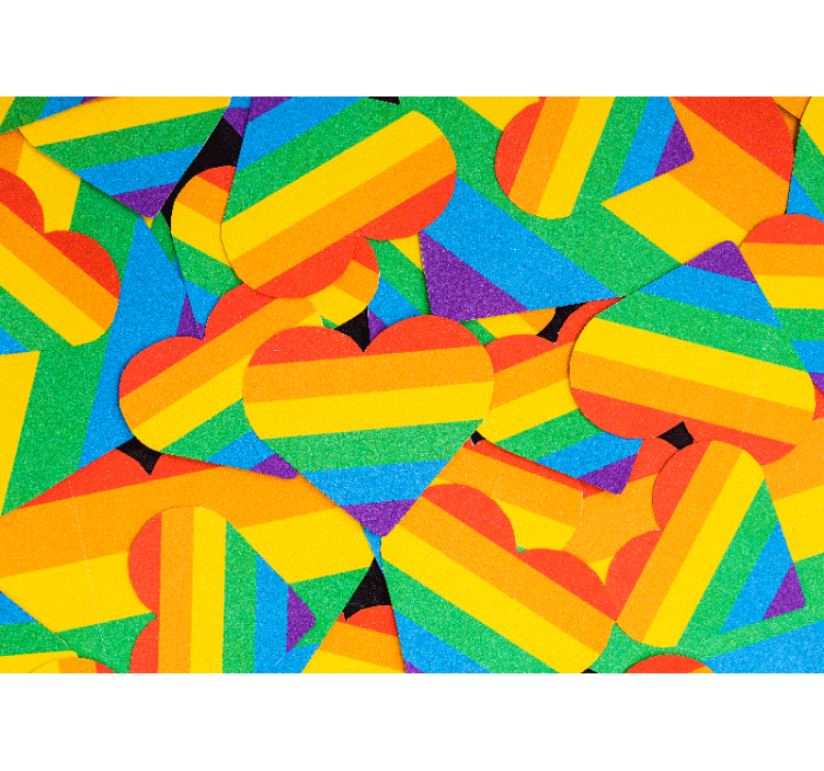 愛の壁画カラフルなハートパターン - TENSTICKERS