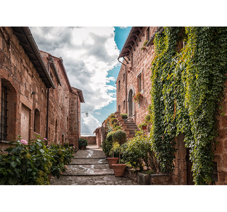 都市と国の壁の壁画 魅力的なイタリアの街路 - TENSTICKERS