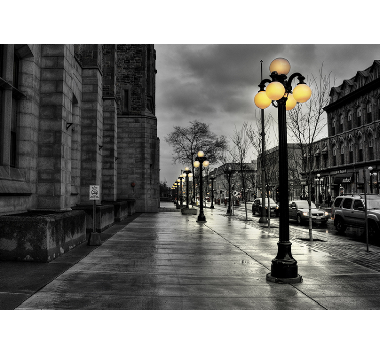 都市と国の壁の壁画都市の夜景 - TENSTICKERS