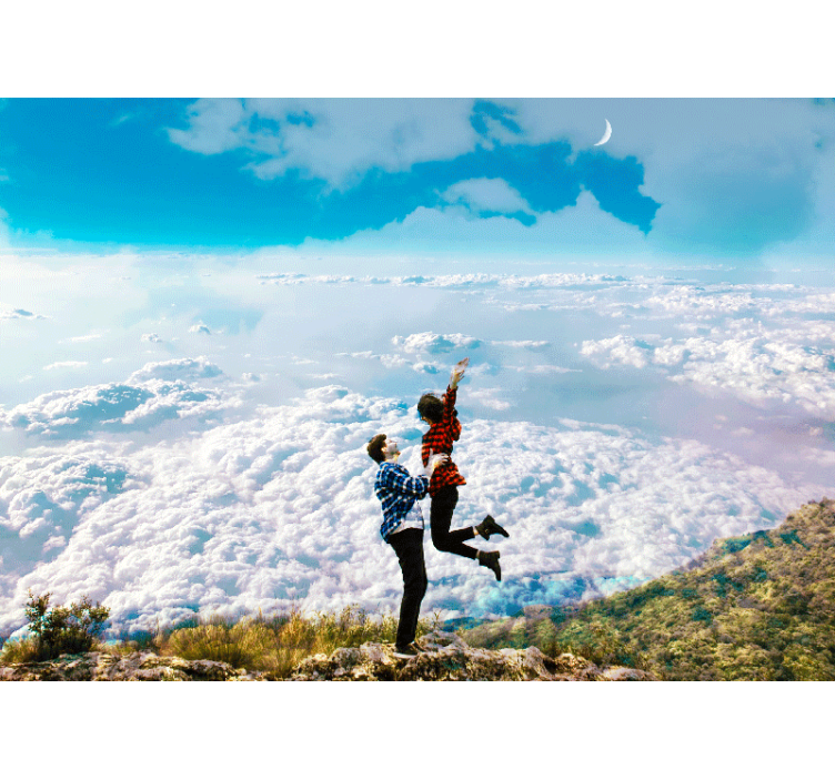 愛の壁画 雲の上の喜びの抱擁 - TENSTICKERS