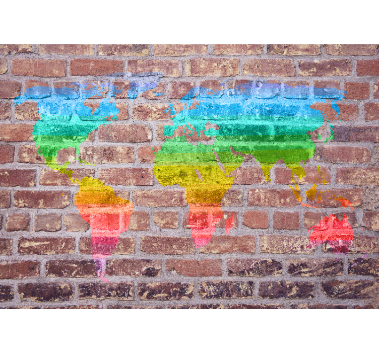 虹の世界地図の壁の壁画 - TENSTICKERS