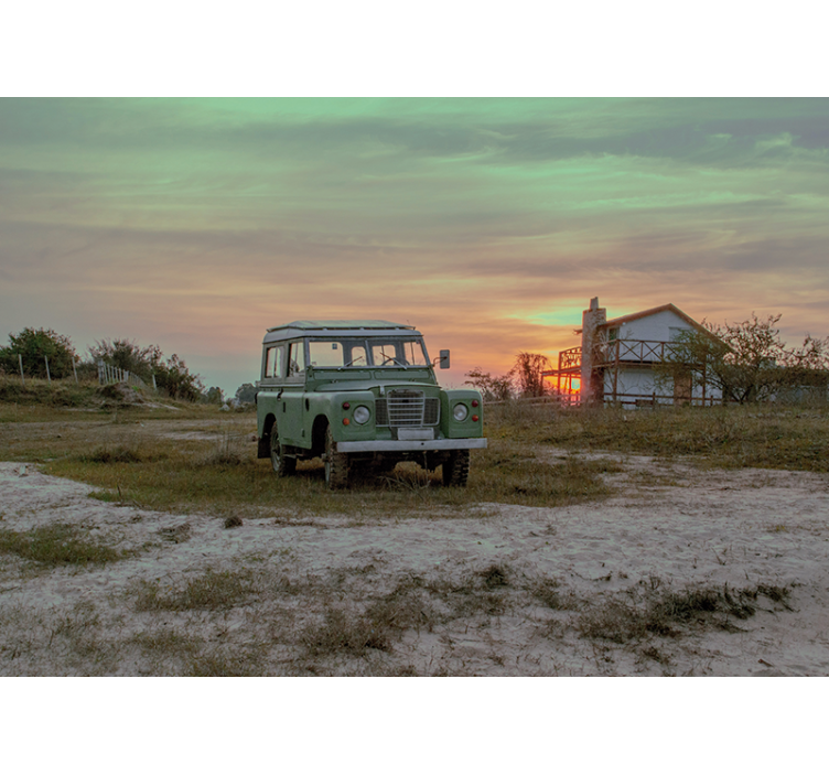 車 壁画 緑のクラシックカー - TENSTICKERS