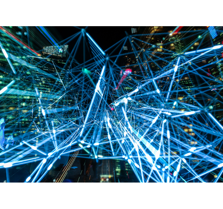 抽象的な壁の壁画 デジタルネットワークに触発された - TENSTICKERS