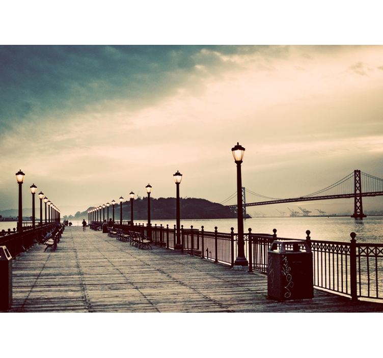 街灯のある橋 道路の壁画 - TENSTICKERS