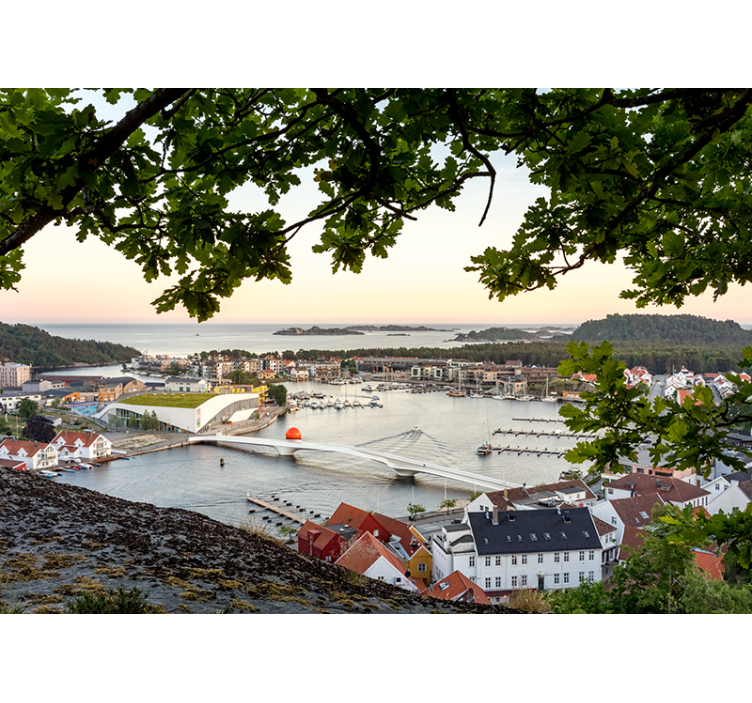 都市と国の壁の壁画 魅力的な海岸の景色 - TENSTICKERS