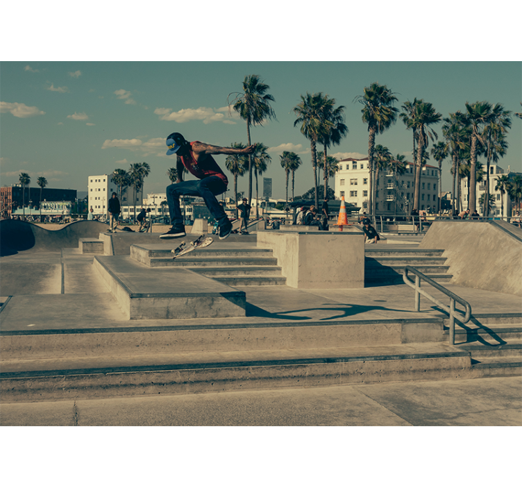 涂鸦 壁画 スケートボーダーのアクション - TENSTICKERS