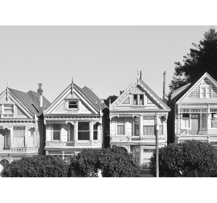 都市と国の壁の壁画 ビクトリアンハウスの並び - TENSTICKERS