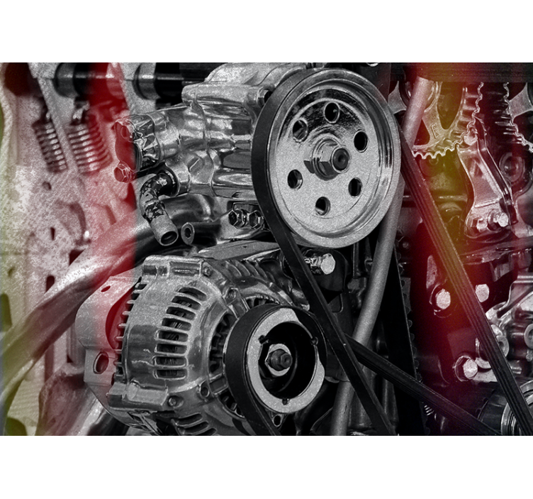 車 壁画 エンジン部品のクローズアップ - TENSTICKERS