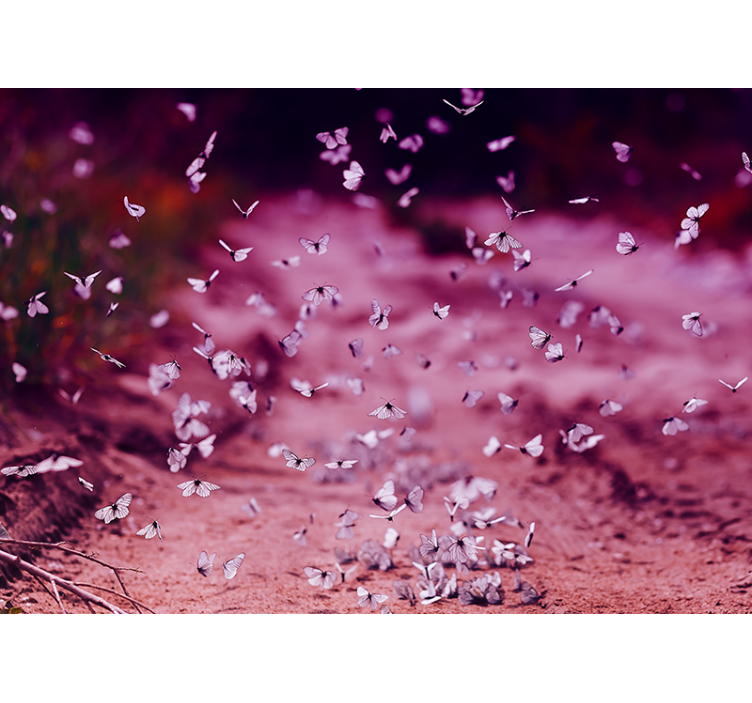 花 柄 壁画 繊細な蝶のダンス - TENSTICKERS