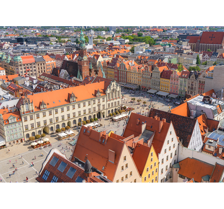 都市と国の壁の壁画 歴史的な街並みの眺め - TENSTICKERS