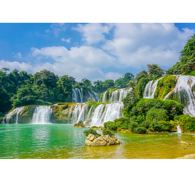 滝の壁の壁画穏やかな滝の眺め - TENSTICKERS