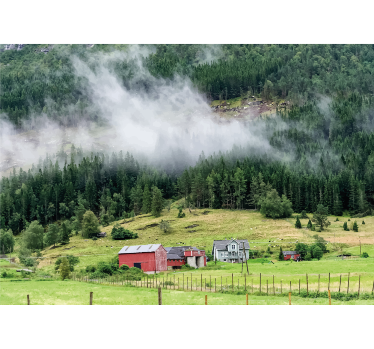 自然 壁画 ノルウェーの森 - TENSTICKERS