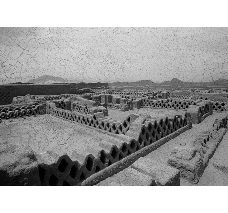 砂漠の壁の壁画砂漠の地形シルエット - TENSTICKERS