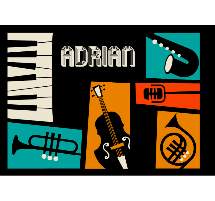 音楽 壁の壁画 鮮やかな楽器たち - TENSTICKERS